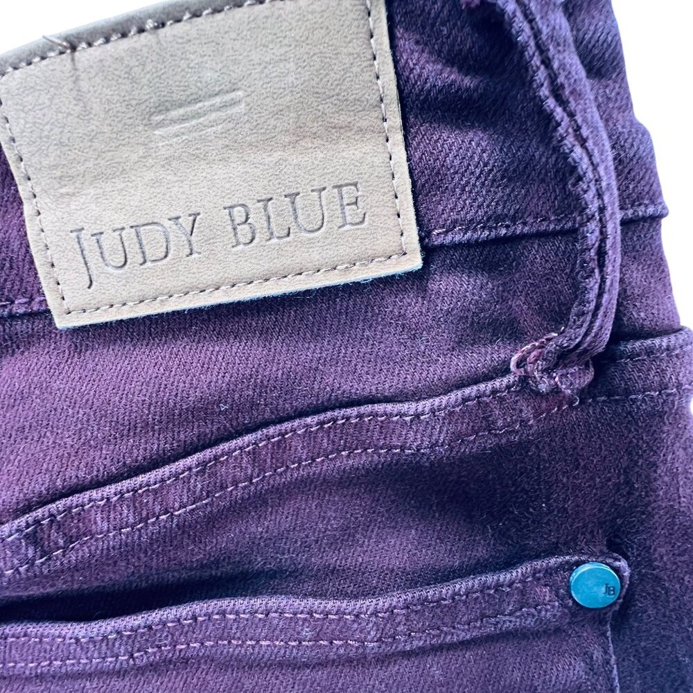 Judy Blue Burgundy Capri Pants 18W Oxblood High Waist Garment Dyed Stretch - Picture 7 of 13